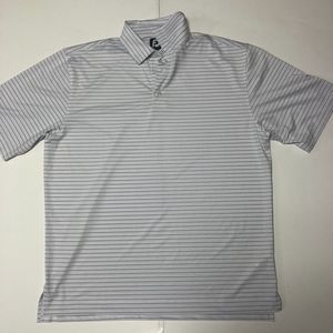 Mens FOOTJOY FJ White Striped Rugby Golf Shirt XL